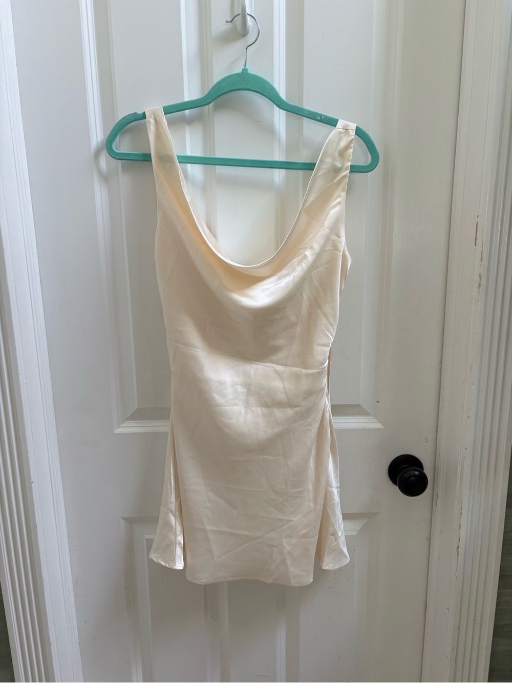 Peppermayo Cream Satin Mini Slip Dress